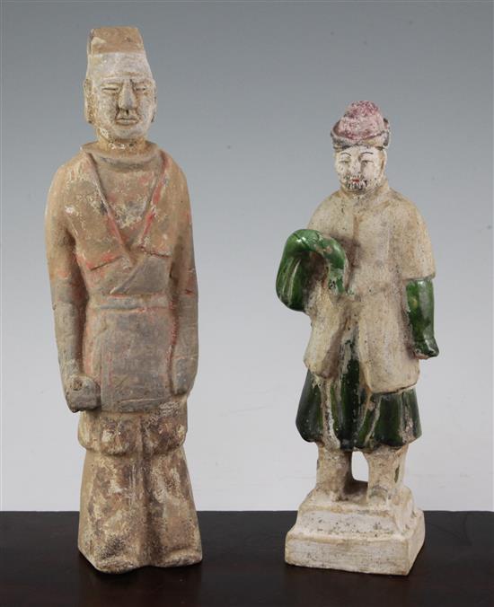 Two Chinese pottery figures, Wei and Ming dynasty, 24.5cm.